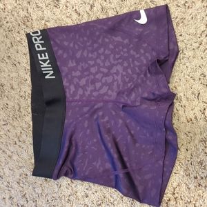 Purple leopard Nike Pro shorts